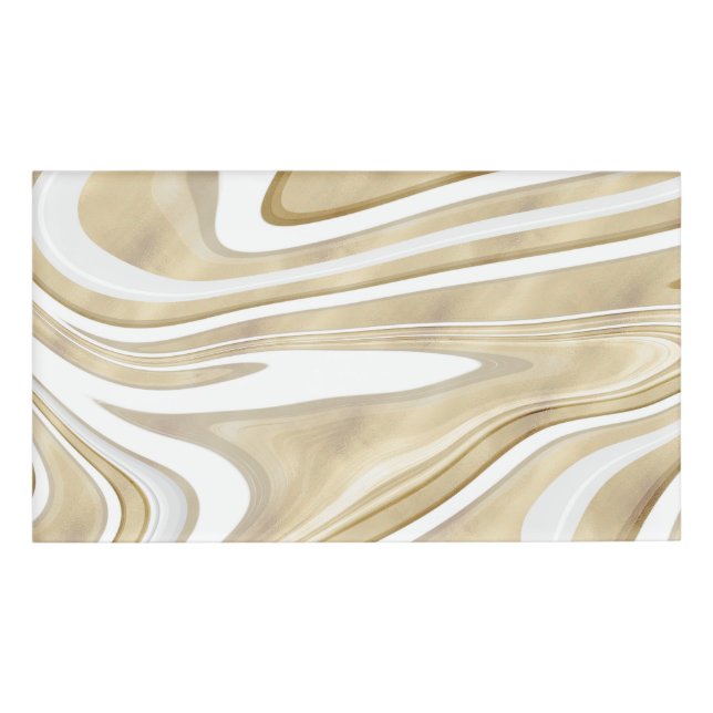 Badge D'identification Peinture Liquide Retro Gold Swirl Design esthétiqu (Devant)