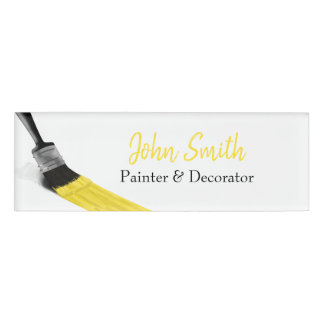 Badge D'identification Peinture Peintre Service Société Pinceau Jaune