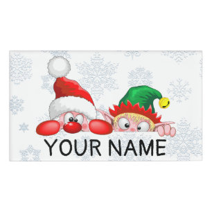 Badge D'identification Père Noël et Elf Cute et drôle Caractères Pékin
