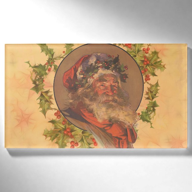 Badge D'identification Père Noël Leyendecker Antique Victorien (Devant)