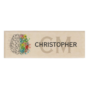 Badge D'identification Personnalisation du cerveau humain gauche et droit