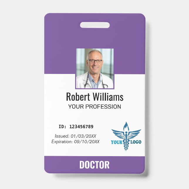 Badge d'identification personnalisé avec logo et p (Avant)