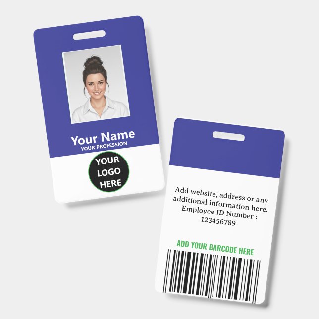 Badge d'identification personnalisé avec photo d'e (Avant & arrière)