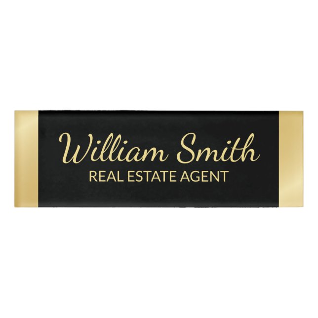 Badge D'identification Personnalisé Black and Gold Professional (Devant)