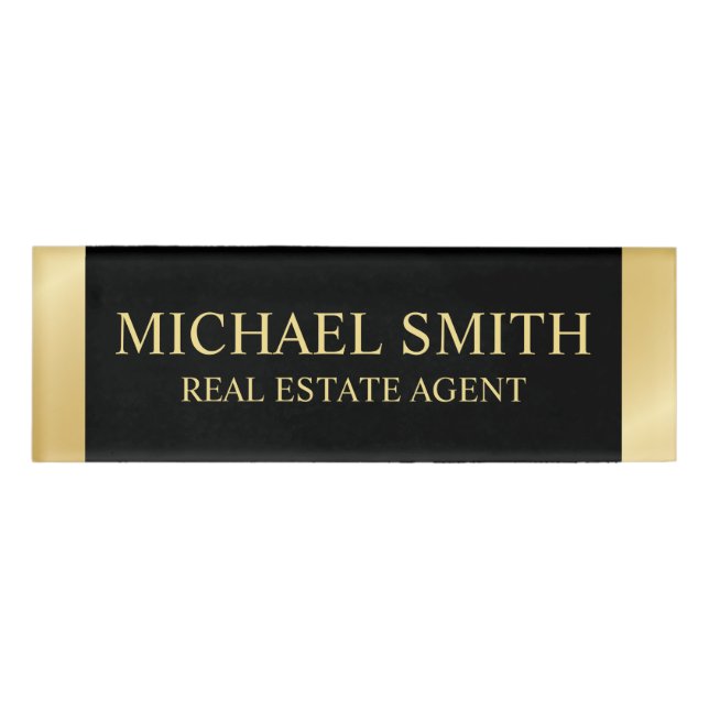 Badge D'identification Personnalisé Black and Gold Professional (Devant)