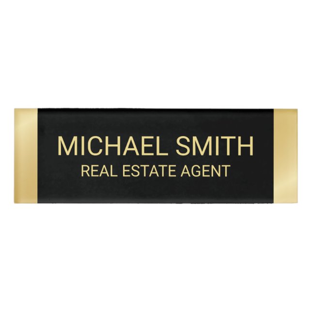 Badge D'identification Personnalisé Black and Gold Professional (Devant)