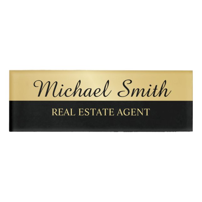 Badge D'identification Personnalisé Black and Gold Professional (Devant)