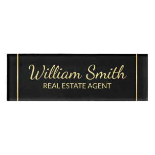Badge D'identification Personnalisé Black and Gold Professional