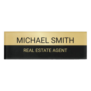 Badge D'identification Personnalisé Black and Gold Professional
