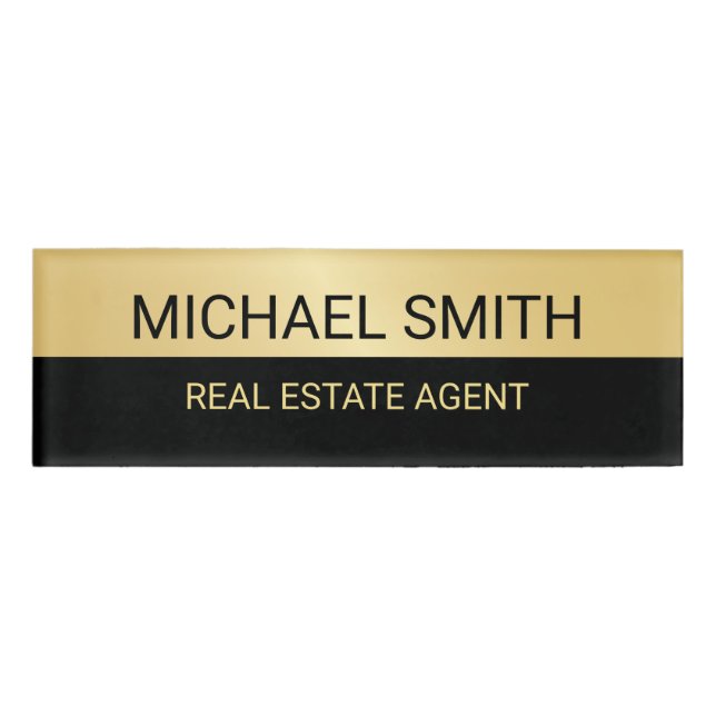 Badge D'identification Personnalisé Black and Gold Professional (Devant)