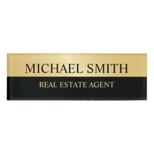 Badge D'identification Personnalisé Black and Gold Professional