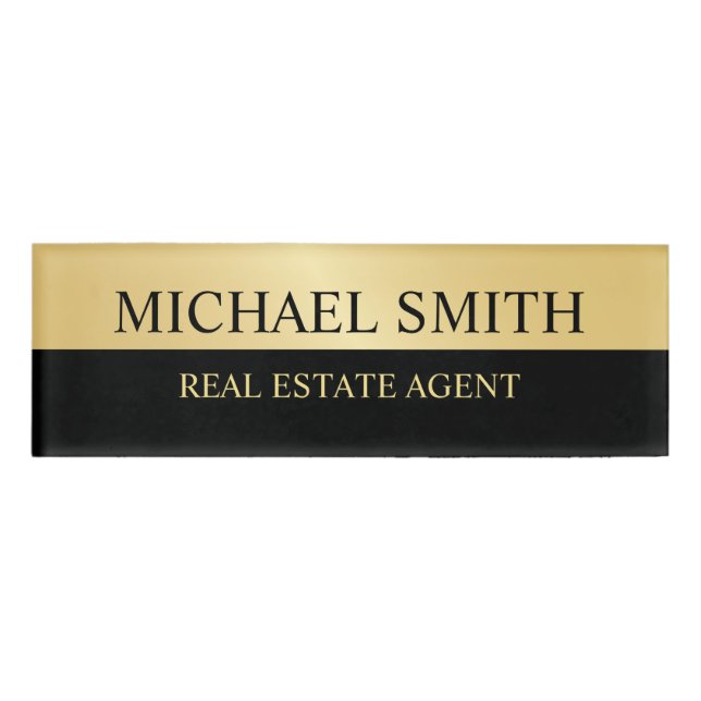 Badge D'identification Personnalisé Black and Gold Professional (Devant)