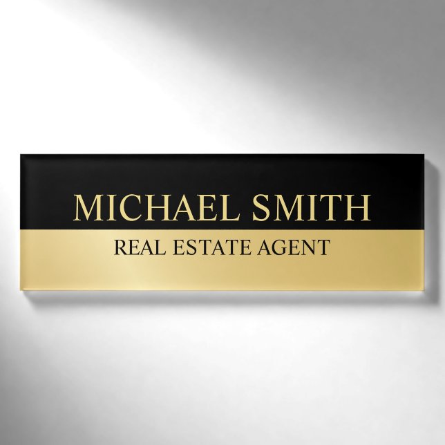Badge D'identification Personnalisé Black and Gold Professional (Devant)