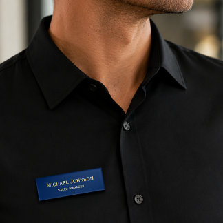 Badge D'identification Personnalisé Bleu Marine Or Magnétique Professionn