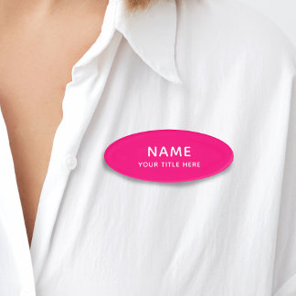 Badge D'identification Personnalisé Bright Pink Simple Basic