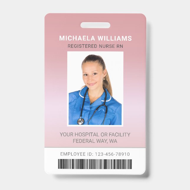 Badge d'identification personnalisé en rose gold a (Avant)