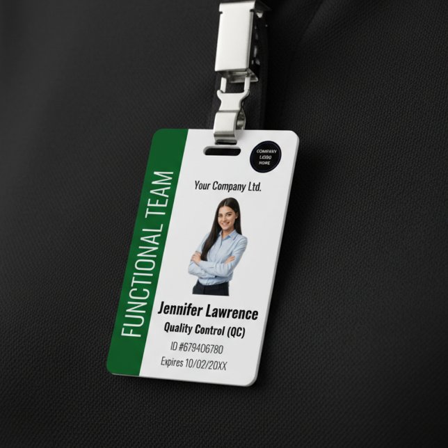 Badge d'identification personnalisé pour employés  (Custom Corporate Employee ID Badge | Personalized Photo Business Name Tag with Logo)