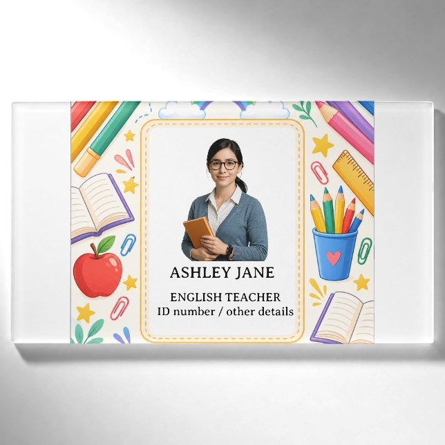 Badge d'identification personnalisé pour enseignan (Devant)