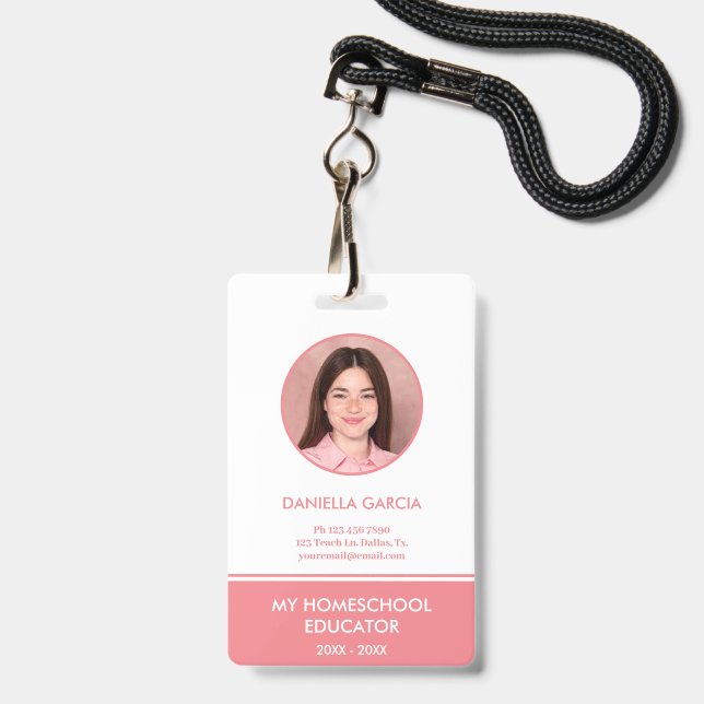 Badge d'identification personnalisé pour enseignan (Avant avec lanière)