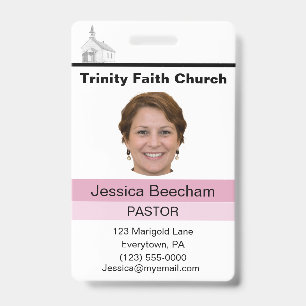 Badge d'identification personnalisé pour pasteure