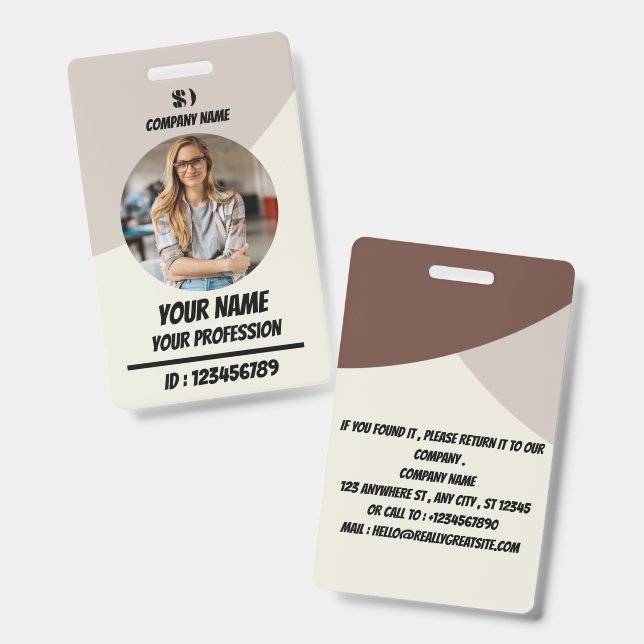 Badge d'identification personnalisé sarcelle pour  (Avant & arrière)