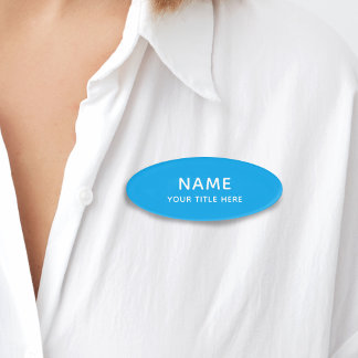 Badge D'identification Personnalisé Simple Basic Moderne Minimal Sky Blue