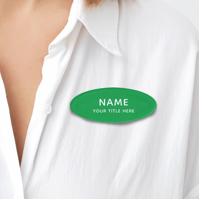 Badge D'identification Personnalisé Simple Basique Moderne Vert brillant (Créateur téléchargé)