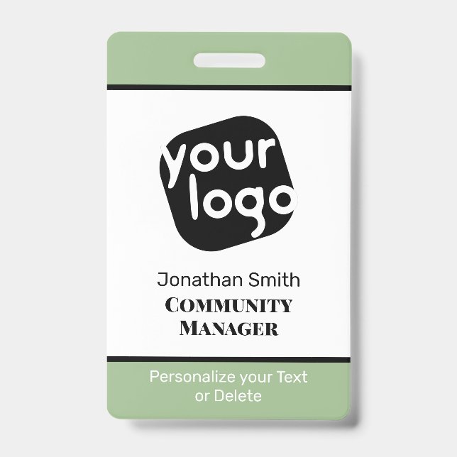 Badge d'identification personnalisé vert sauge min (Avant)