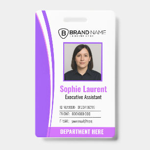 Badge d'identification personnalisé violet blanc p
