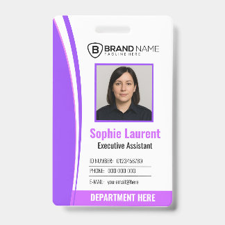 Badge d'identification personnalisé violet blanc p