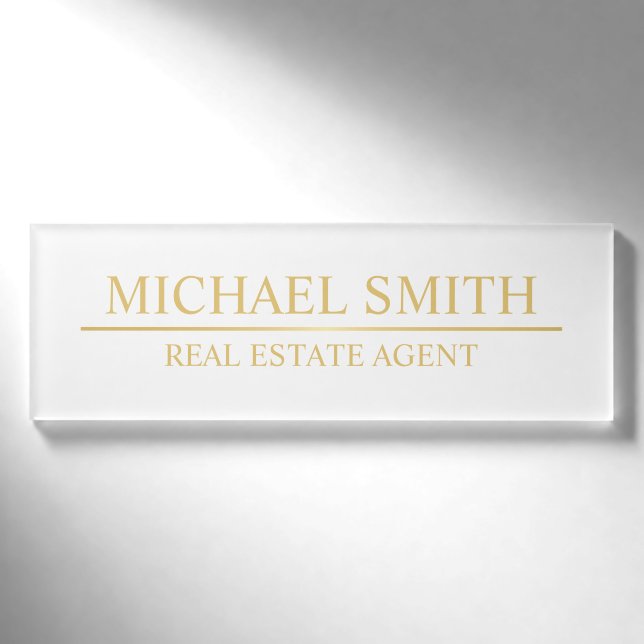 Badge D'identification Personnalisé White and Gold Professional (Devant)