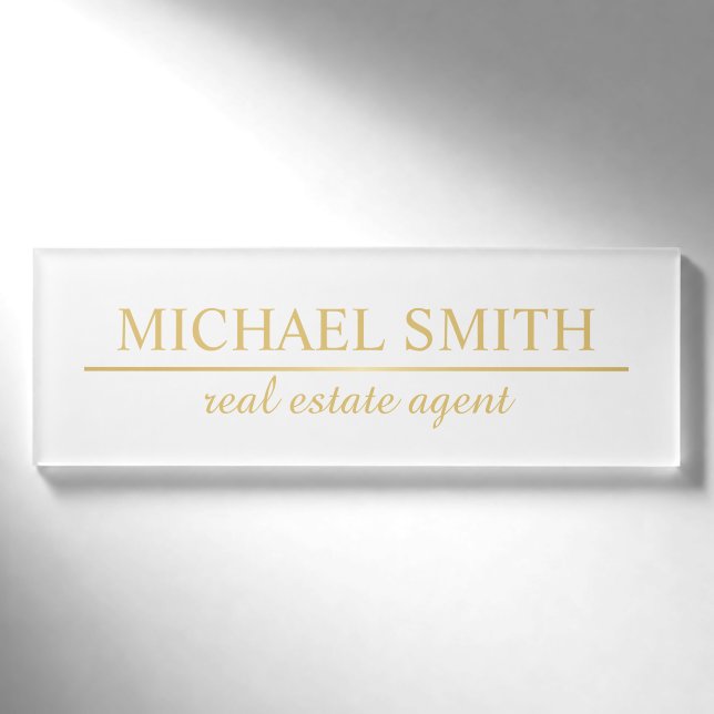 Badge D'identification Personnalisé White and Gold Professional (Devant)