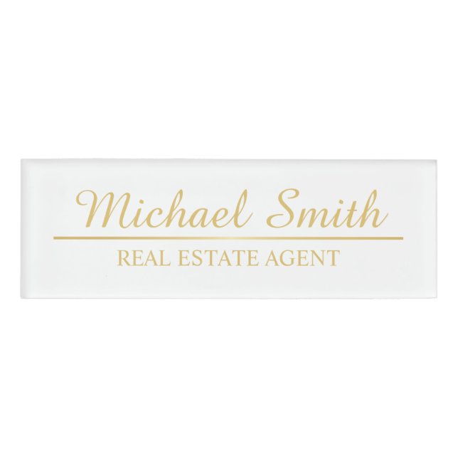 Badge D'identification Personnalisé White and Gold Professional (Devant)