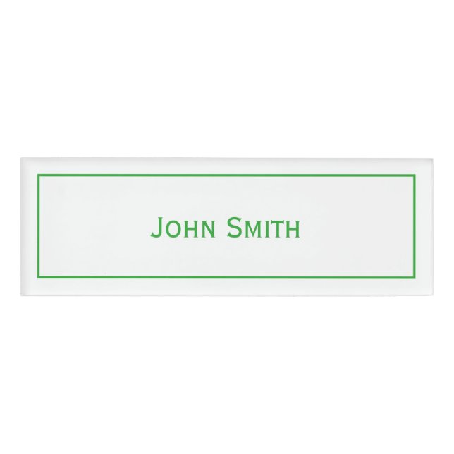 Badge D'identification Personnaliser le nom sur le vert et le blanc minim (Devant)