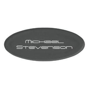 Badge D'identification Personnaliser mignonne Texte noir & blanc moderne 