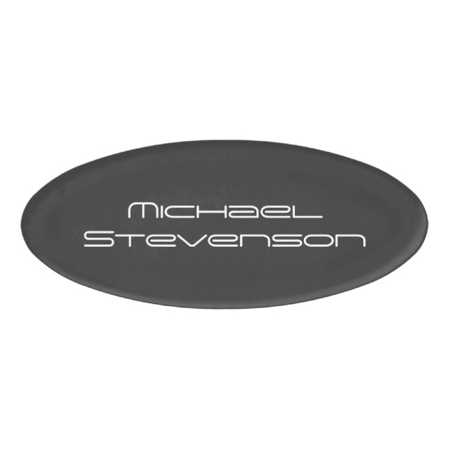 Badge D'identification Personnaliser mignonne Texte noir & blanc moderne  (Devant)