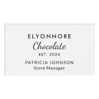 Badge D'identification Personnel de marque de chocolat minimal élégant B&