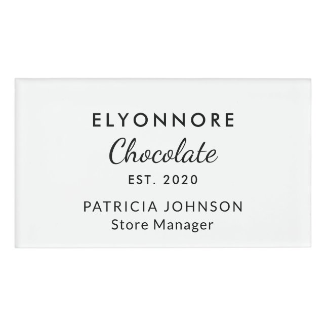 Badge D'identification Personnel de marque de chocolat minimal élégant B& (Devant)