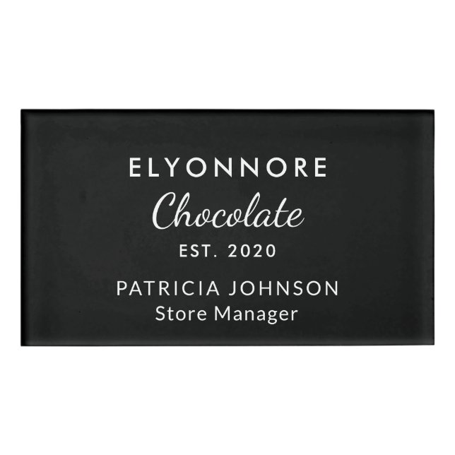 Badge D'identification Personnel de marque de chocolat minimal élégant B& (Devant)
