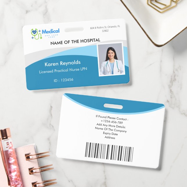 Badge d'identification photo avec code QR pour inf (Bureau)