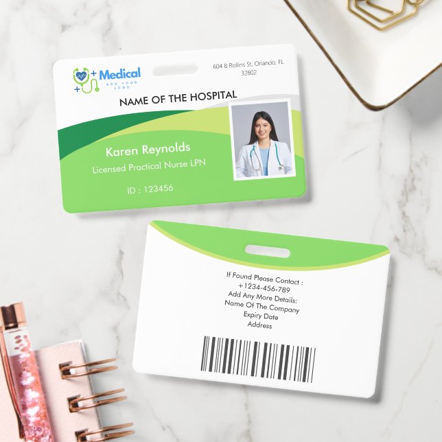 Badge d'identification photo avec code QR pour inf (Bureau)
