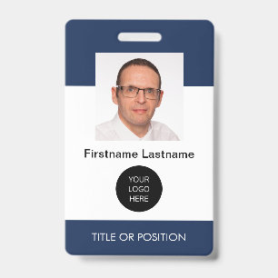 Badge d'identification photo couleur bleu foncé d'