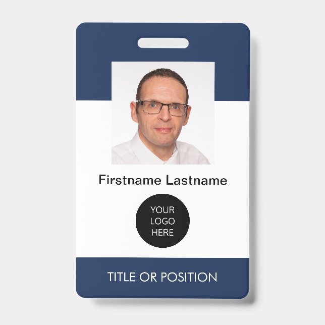 Badge d'identification photo couleur bleu foncé d' (Avant)