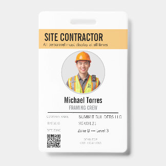 Badge d'identification photo de l'entrepreneur sur