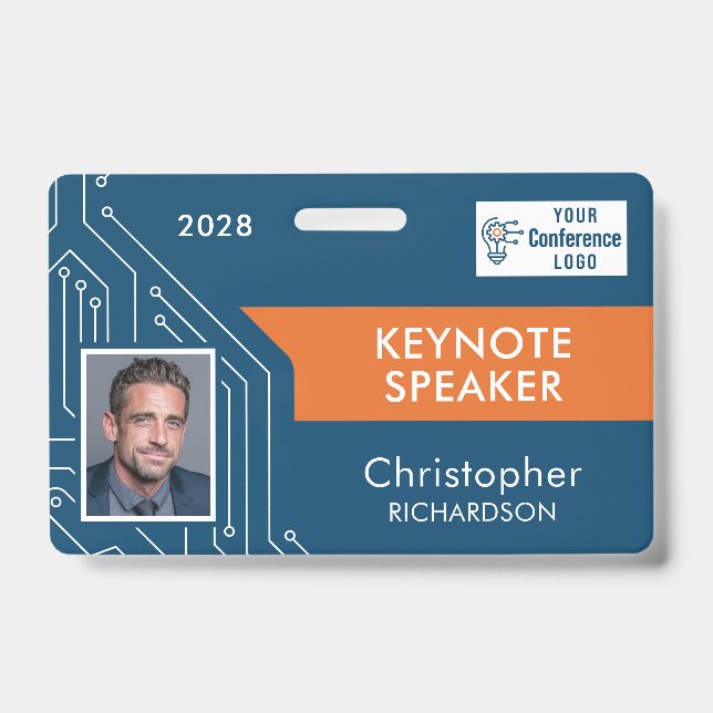 Badge d'identification photo de l'orateur principa (Avant)