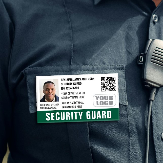 Badge D'identification Photo de nom de logo de QR vert de pièce d'identit (Créateur téléchargé)