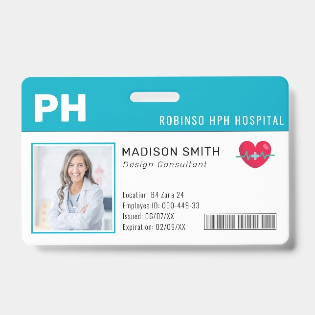 Badge d'identification photo d'employé médical de  (Avant)