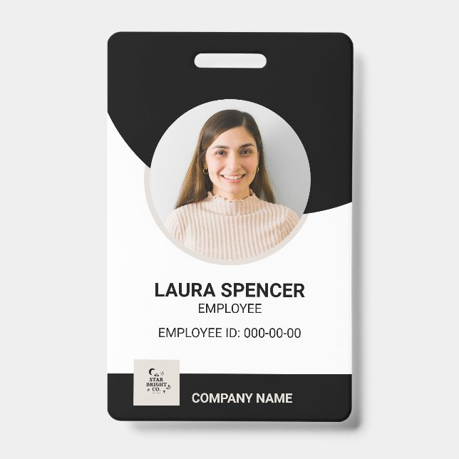 Badge d'identification photo d'employé moderne neu (Avant)