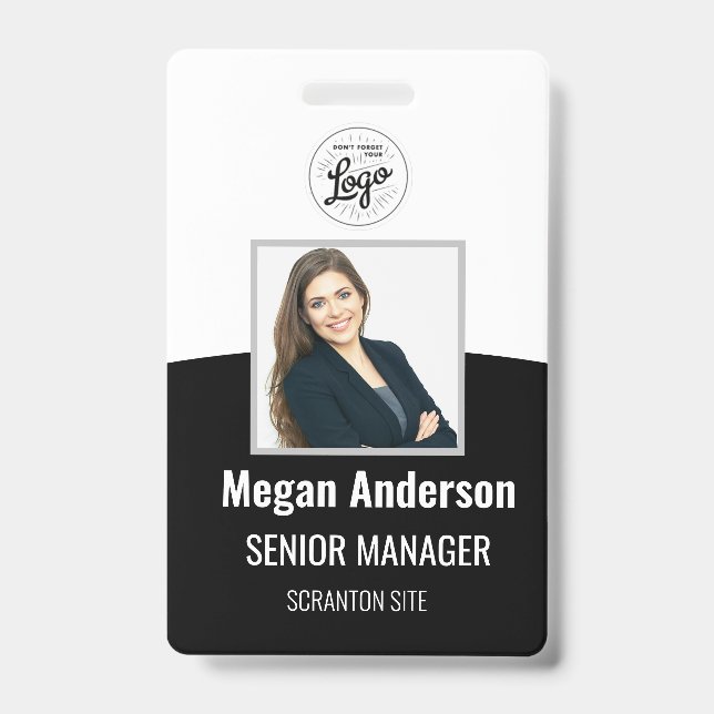 Badge d'identification photo d'employé noir person (Avant)