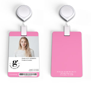 Badge d'identification photo du personnel rose ave